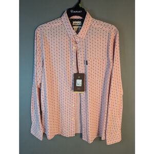Men's Ariat Shirt, Pink, Size L new with tags cowboy western modern